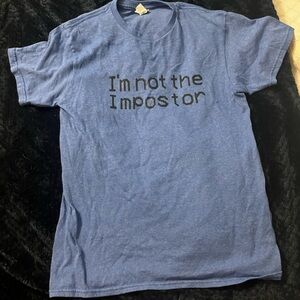 Blue tshirt printed on front blank on back